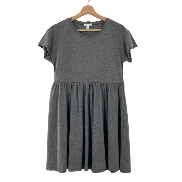 Abound Nordstrom Babydoll Dress Crew Short Sleeve in Heather Gray - Picture 1 of 5
